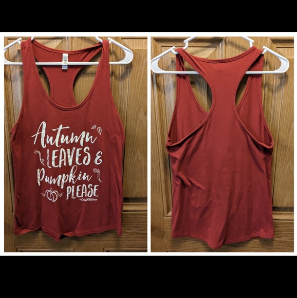 "Autumn Leaves & Pumpkin Please" Tank Top - Picture 2 of 2